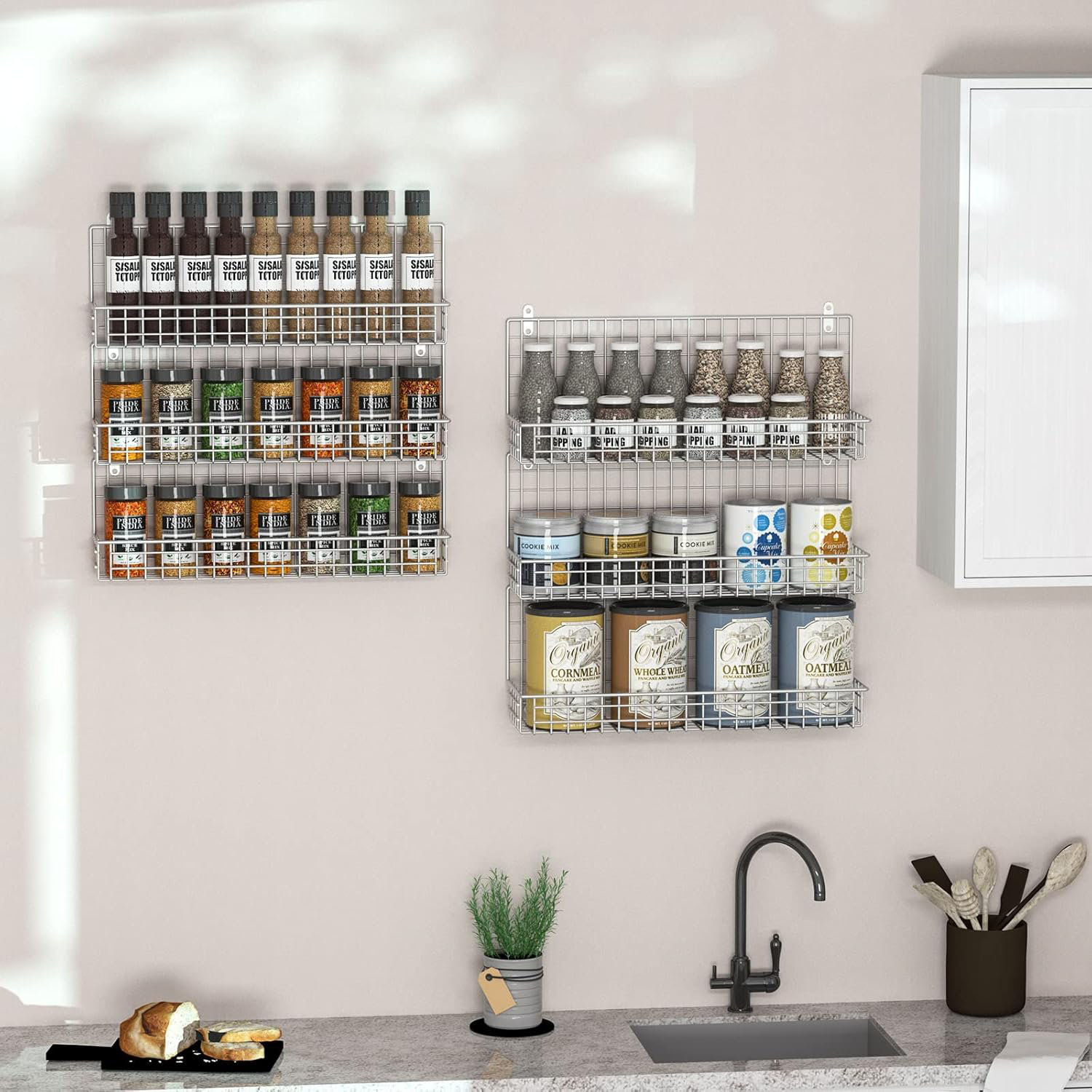 Spice Rack Wire Rails Ebern Designs Six-tier Iron Wire Spice Rack In Silver-grey - Wayfair Canada