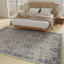 Tapis oriental bleu / crème en polypropylène tissé à la machine Aldoris-1874172518