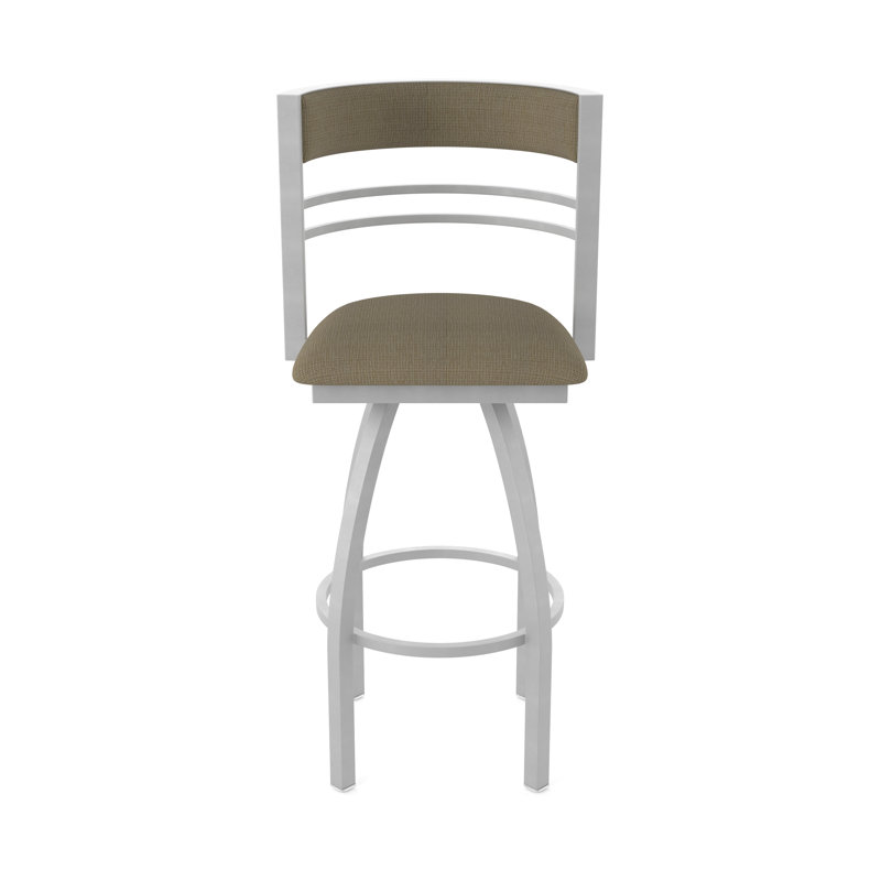 Hunter Swivel Stool, Nickel anodisé, Tabouret de comptoir (siège d'une hauteur de 25 p, Tissu liège graphique