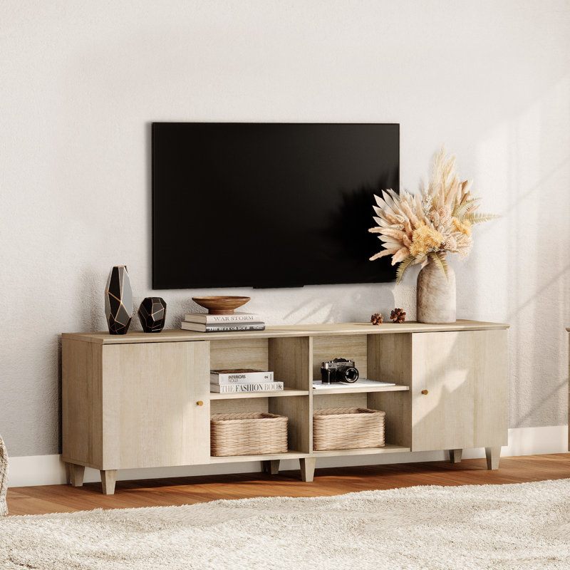 Meuble télé pour téléviseur de 75 po ou moins Cabriano, Bois naturel