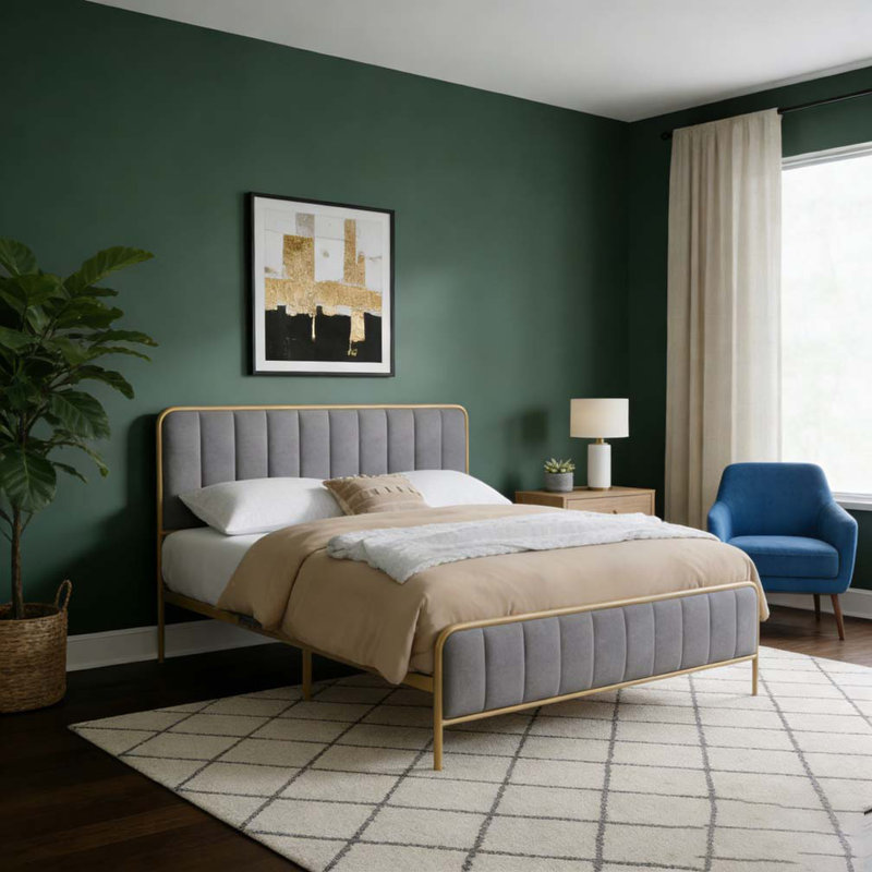 Structure de lit tapissier pour grand lit, Gris