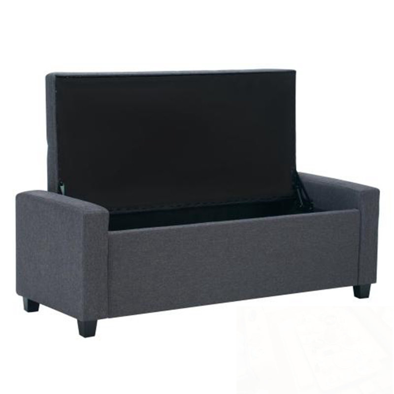 Upholstered Bench with flip top storage, Grey
