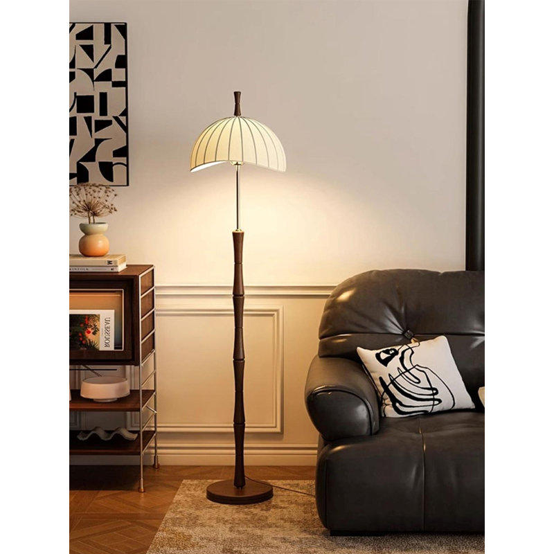 French Vintage-Style Iron & Fabric Floor Lamp