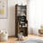 Mid-century Multi-use Extenable Cabinet Desk With Storage Peg Board, Storage Cabinet With Sliding Glass Doors, Led Light, Free Cat Cushion And Cat Toy