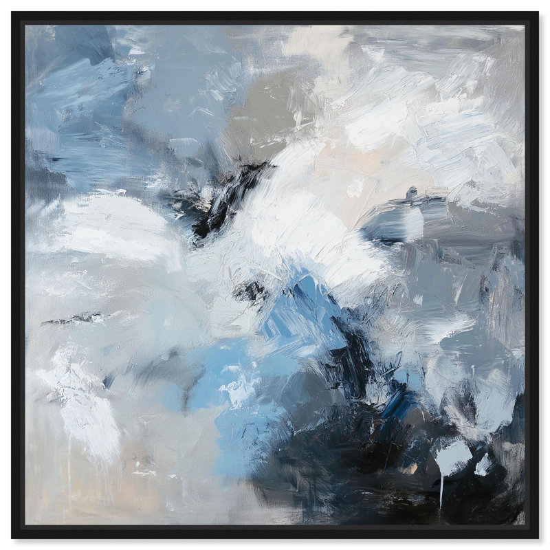 Reproduction sur toile Windswept Expanse Blue Decor par Art Remedy, H 12 po x l 12 po, Structure noire