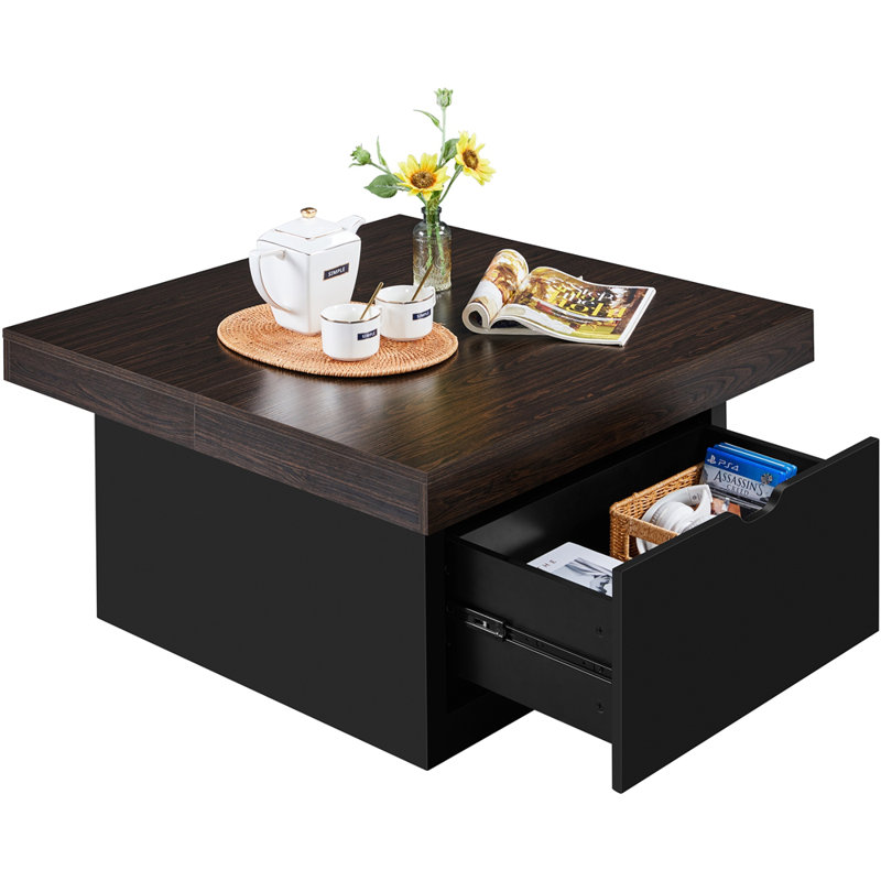 Table basse carrée avec 2 tiroirs de rangement Tresvon