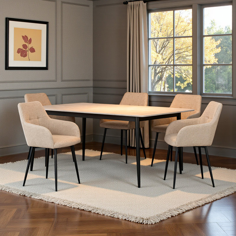 Chaise d'appoint rembourrée en mélange de lin et de coton Kamai, 4