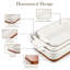 MALACASA Rectangle Stoneware Stainless Steel 3 Piece Ramekin Au Gratin Dish Bakeware Set