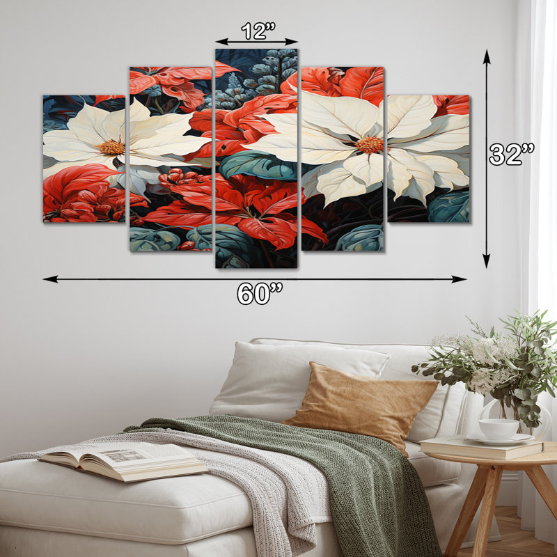 Safran - impression sur toile florale - 5 panneaux