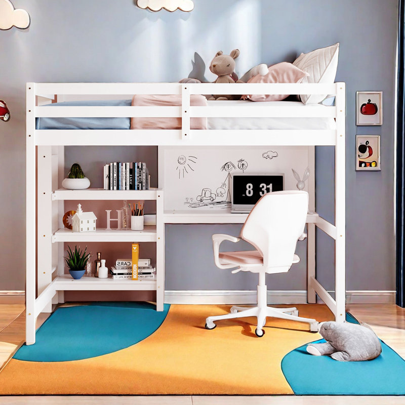 Jozey Kids Loft Bed, Full, White