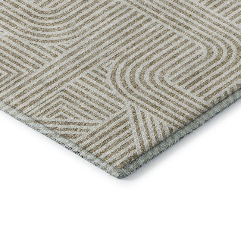 Premium Machine Washable Prisco Beige Rug, Round 8'