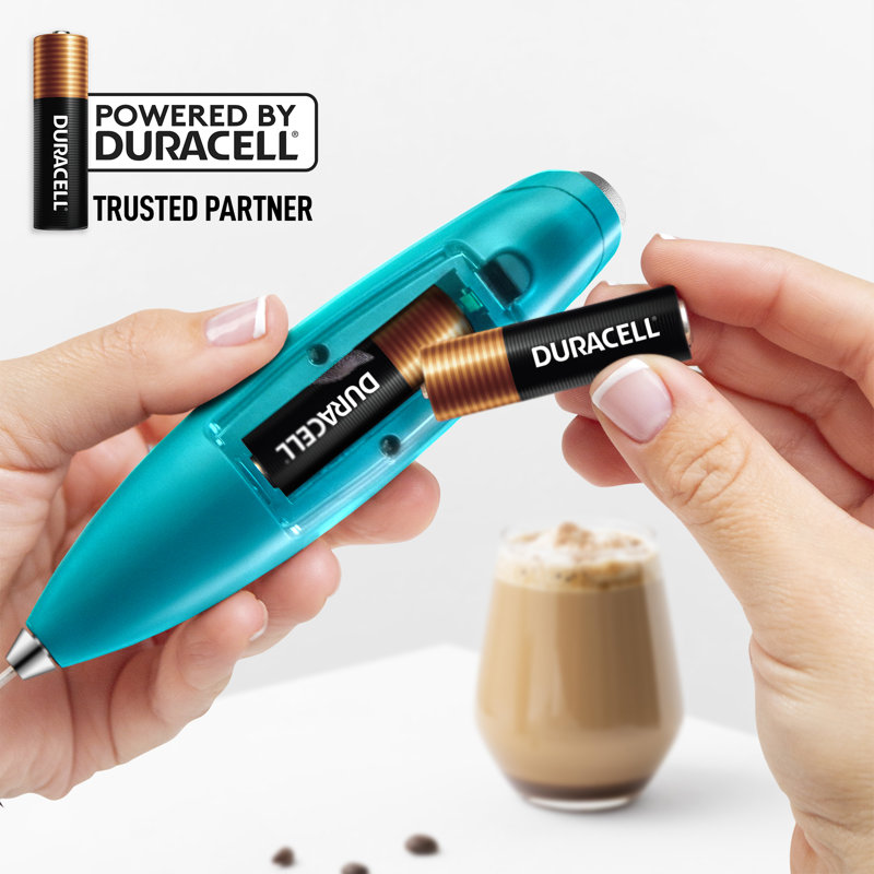 Mousseur à lait Zulay Kitchen Tornado avec 4 piles Duracell Aa, Bleu