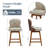 Swivel Bar Stools Set of 2 Mid Century Modern Faux Leather Upholstered Counter Height Barstools,Kitchen Island Wooden Bar Chairs,25-Inch Armless Counter Stools with Wood Back and Legs-1334278599
