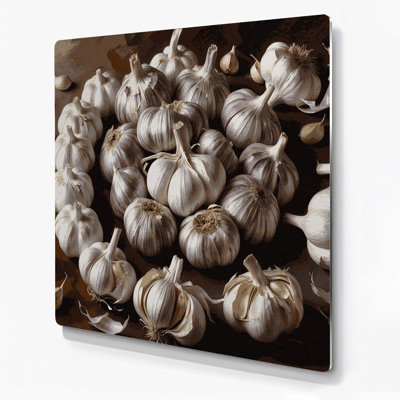 Vegetables Garlic Black Metal Wall Art
