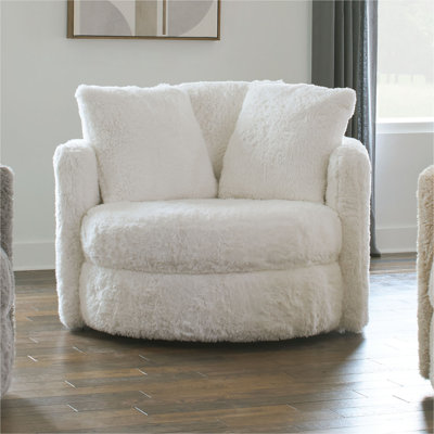 Fauteuil d'appoint pivotant Rane, revêtement en chenille extra doux de 49 po