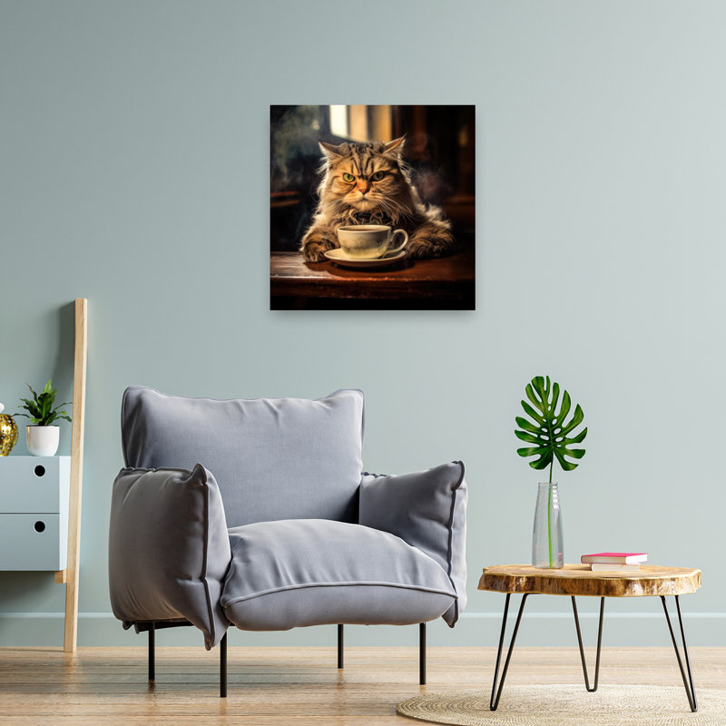 «Grumpy Cat Coffee», art mural contemporain, 24" H x 24" W
