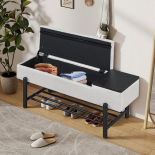Banc de rangement rembourré avec compartiment caché
