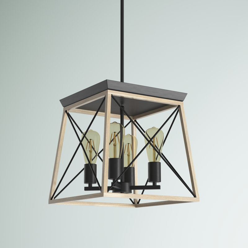 Lustre géométrique à 4 lumières avec détails en fer forgé Alexia