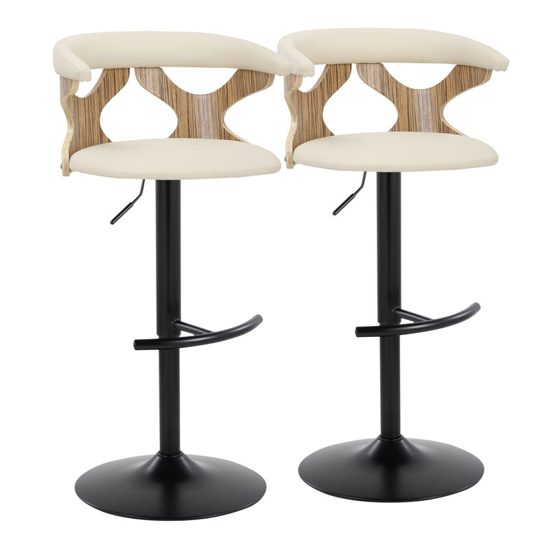 Tabouret Gardenia, Noir / noyer, Crème