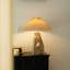 Petite lampe de table moderne en résine beige avec abat-jour en lin pour le salon de la chambre à coucher, ampoule incluse