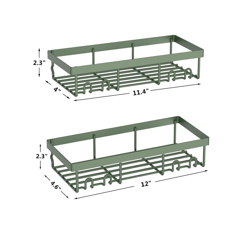Shower Caddy Shelf Organiser 2 Pack, No Drill Shower Shelves,Self Adhesive Bathroom Storage, Green