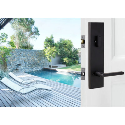 Matte Black Handle With Lever And Deadbolt Reversible Entry Set