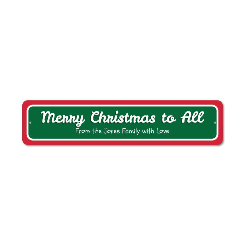 Merry Christmas to All - panneau en aluminium, H 4 po x l 18 po x P 0,04 po