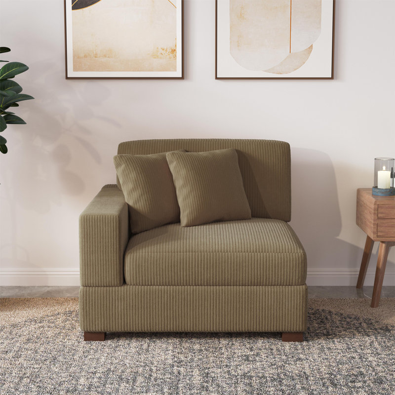 Milbrey Armchair with Cushioned Back, Camel, Corduroy