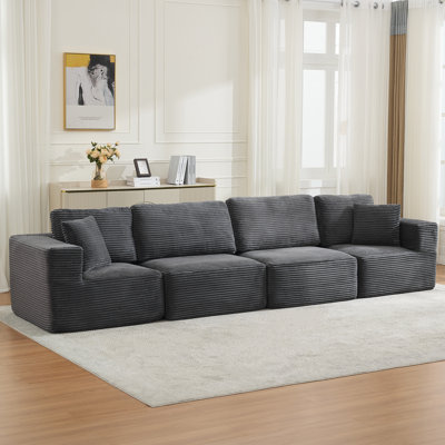 Brigitte Corduroy Upholstered Sectional 4-Piece Modular Sofa Set