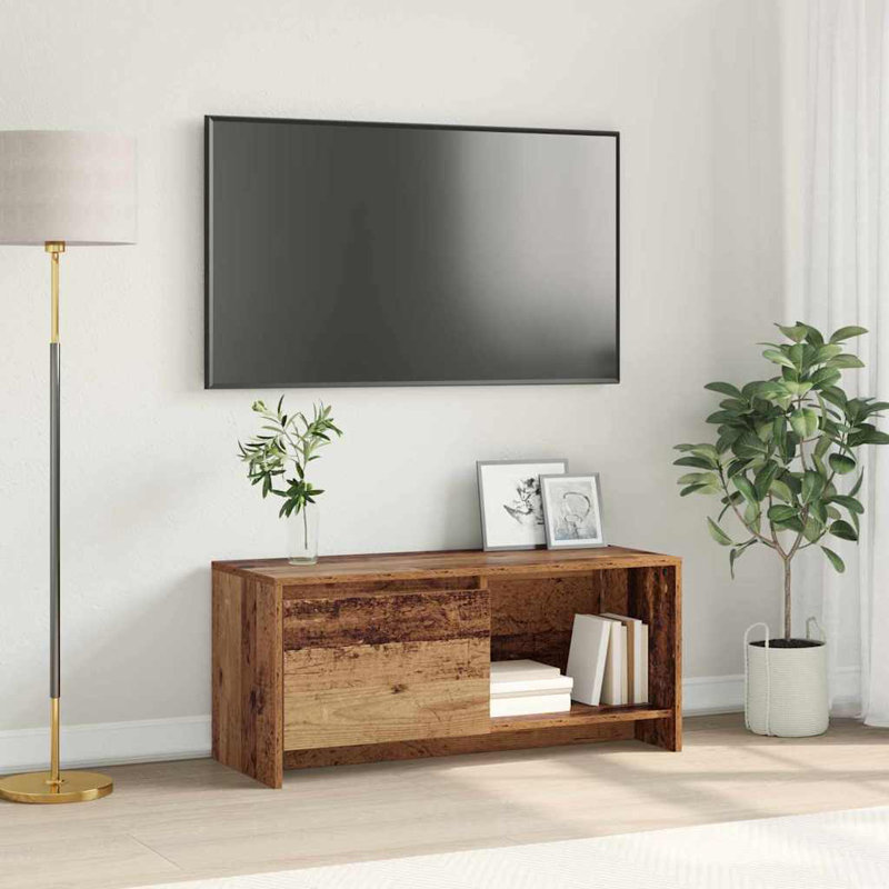 TV Stand 90 X 35 X 40 Cm Engineered Wood, Old Wood