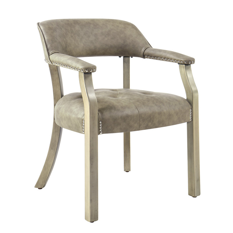 Chaise de salle à manger à accoudoirs capitonnés gris LUMera Collection, Gris, Gris clair