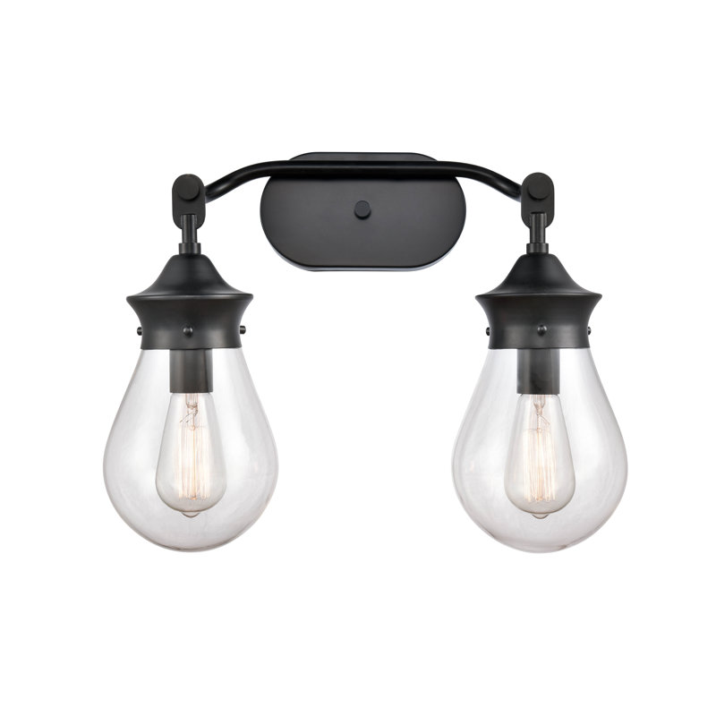 Hartell 2 - Light Dimmable Vanity Light, 4 Watt Vintage LED Bulb, Satin Nickel, Clear