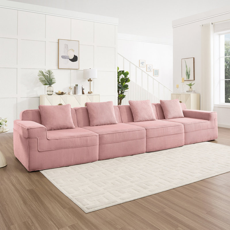 Canapé modulaire sans os, canapé modulaire Cloud avec assise profonde, canapé modulaire moderne avec coussins décoratifs, tissu en velours côtelé