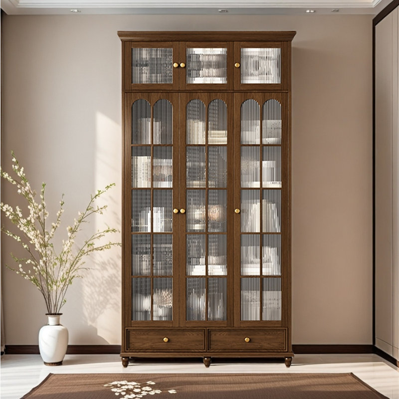 Bibliothèque de style moderne et minimaliste, (5 tablettes) H 96,46 po x l 51,18 po x P 16,14 po, Brun