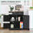 Cabinets with Solid Wood Countertop, Modern Storage with 2 Drawers, Adjustable Shelf &amp; Doors | Black | Dining Room
