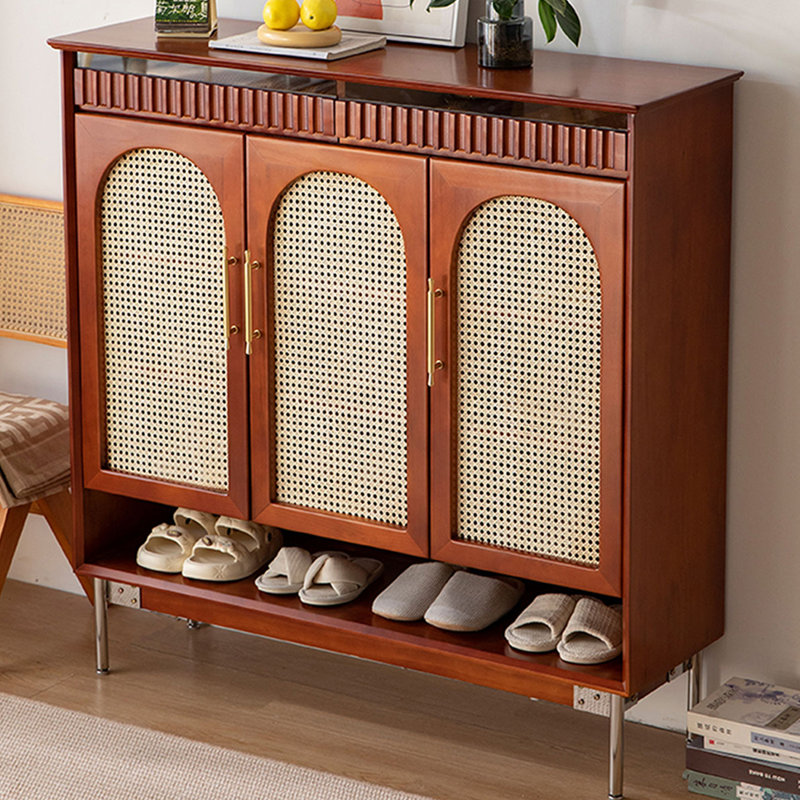 Retro Nut-Brown Solid wood Shoe Storage