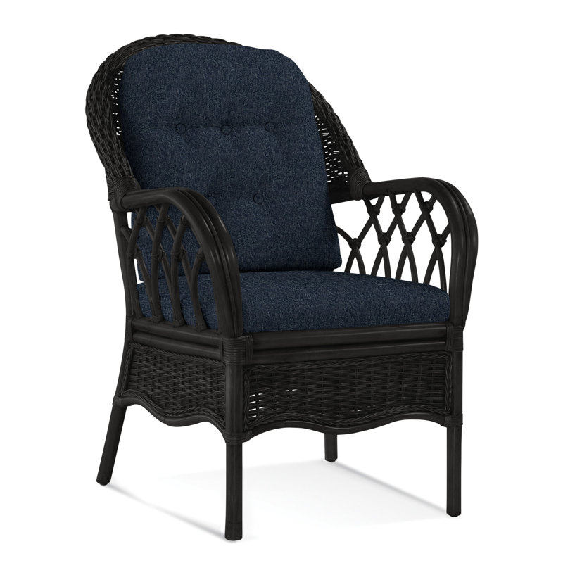 Everglade Upholstered Arm Chair, Antique Black, Navy Crypton Performance; 0822-61