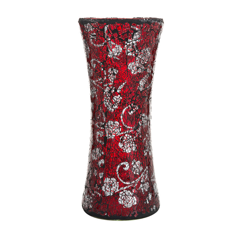 Thorne Handmade Glass Table Vase, Red Silver Rose