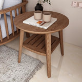 Nordic Style Minimalist Walnut-coloured Round Side Table
