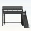 Lit mezzanine simple TG avec glissoire, tablettes de rangement, garde-robe intégrée, ports USB, lumières DEL et panneau perforé, sécurité et solidité, noir-759793008-759793015