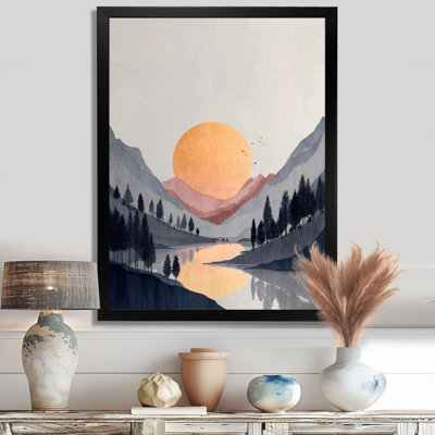 Été coucher de soleil dans les montagnes - art mural côtier, impression sur toile jaune
