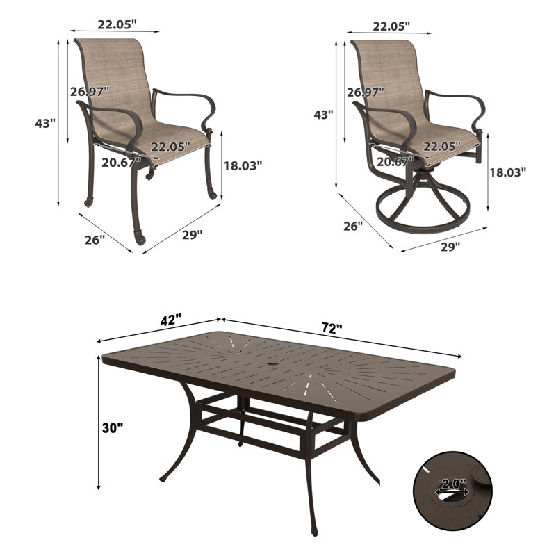 7 Piece Outdoor Patio Dining Set