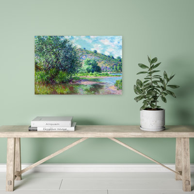 Paysage A Port-Villez 1885 Classic Abstract Contemporary Mountain Spring Wall Art Print by Claude Monet - Wrapped Canvas Print