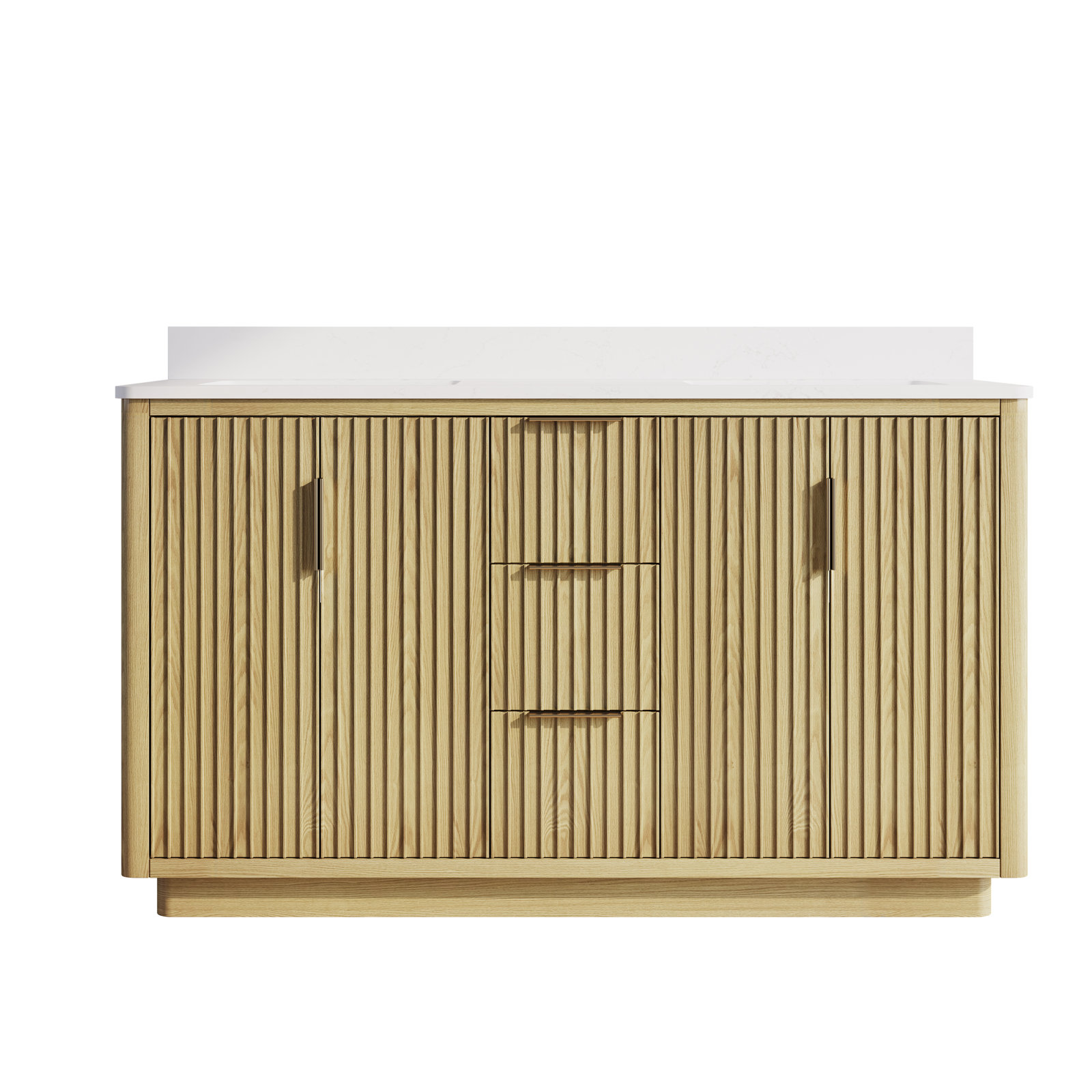 60''W X 35''H Solid Wood Bathroom Vanity With Stain-Resistant Carrera White  Quartz Top And Double Sink