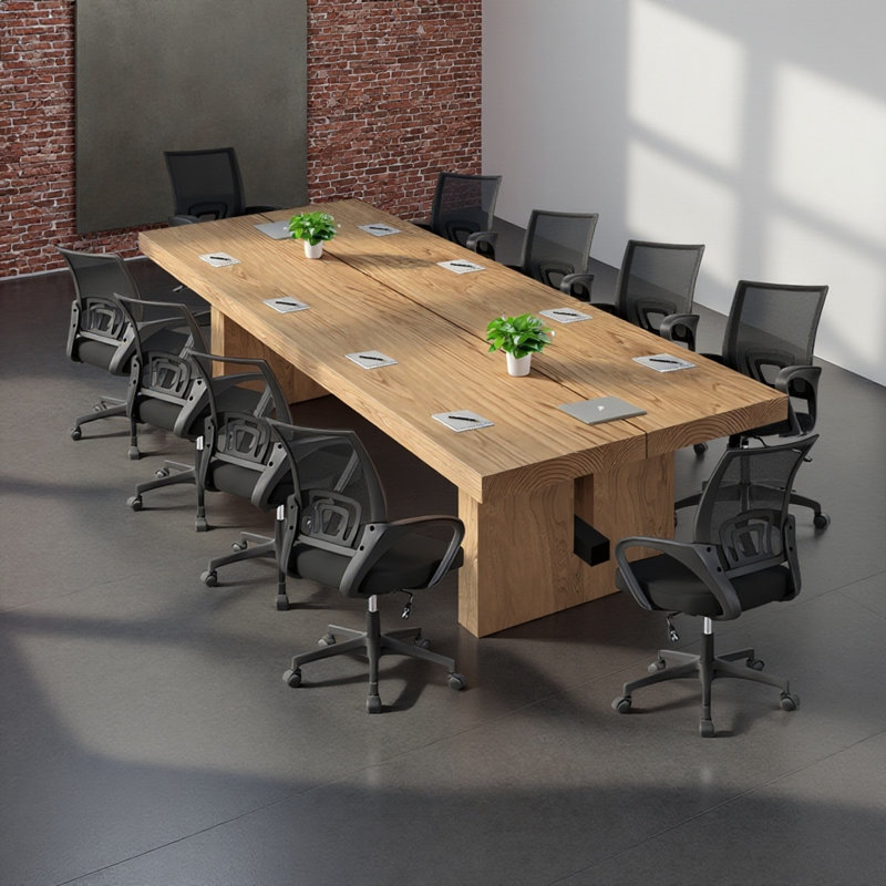 Table de conférence rectangulaire pour 8 personnes, table de conférence et de bureau en bois massif