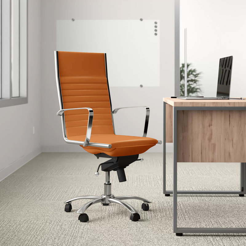Chaise de bureau Naida, Caramel foncé, Chrome chrome
