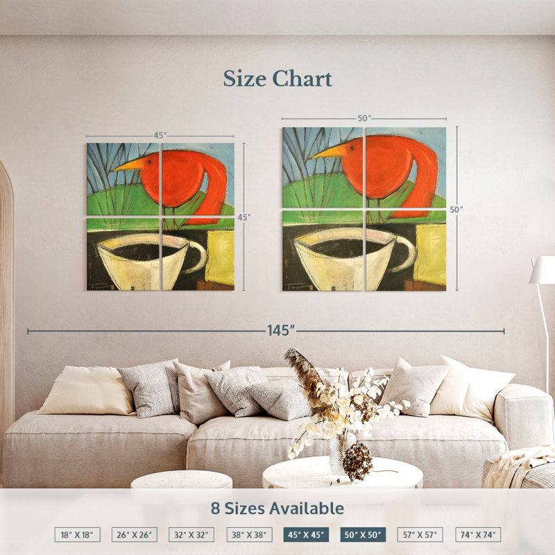 Brampt Coffee And Red Bird, 50" H x 50" W