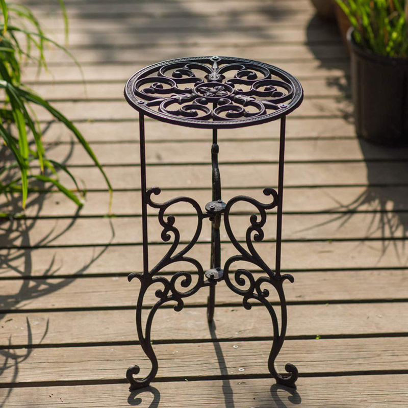 Table de jardin robuste en fonte avec support à plantes - 22,6 po