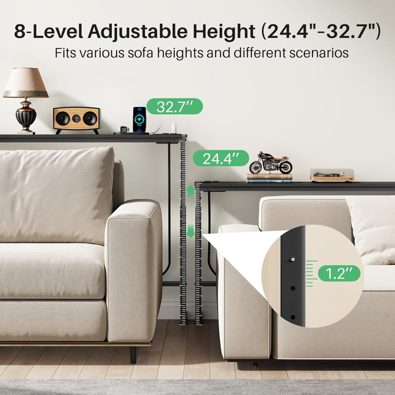 2-Pack Black Narrow Console Table Behind Couch