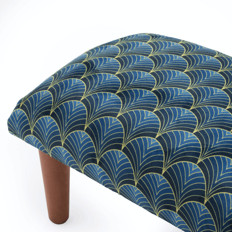 38cm Wide Velvet Rectangle Geometric Footstool Ottoman
